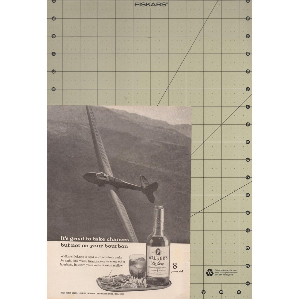 1960 Walker's Vintage Print Ad DeLuxe Bourbon Mellow Whiskey Airplane Glider - Picture 2 of 3